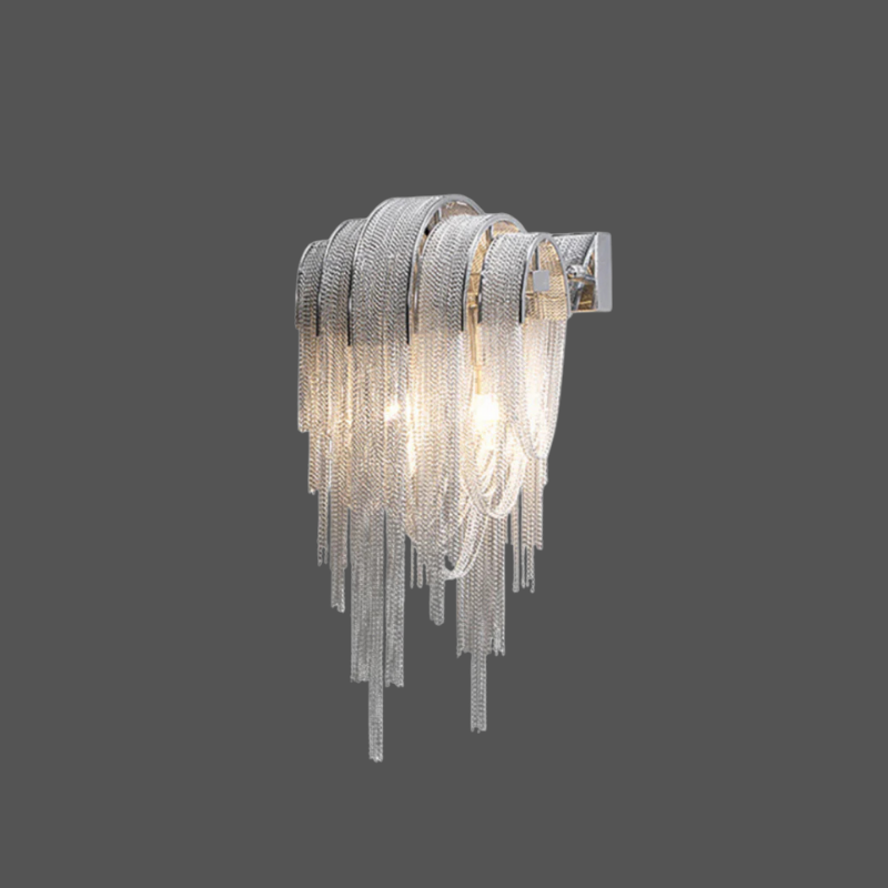 Luxe Ambockel Wandlamp met Aluminium Kettingdetails