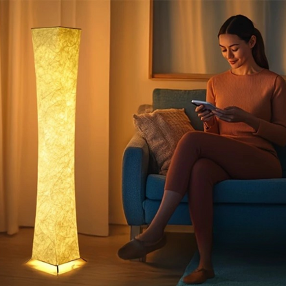 Moderne Dimbare LED Vloerlamp met IJzeren Voet en Stoffen Kap