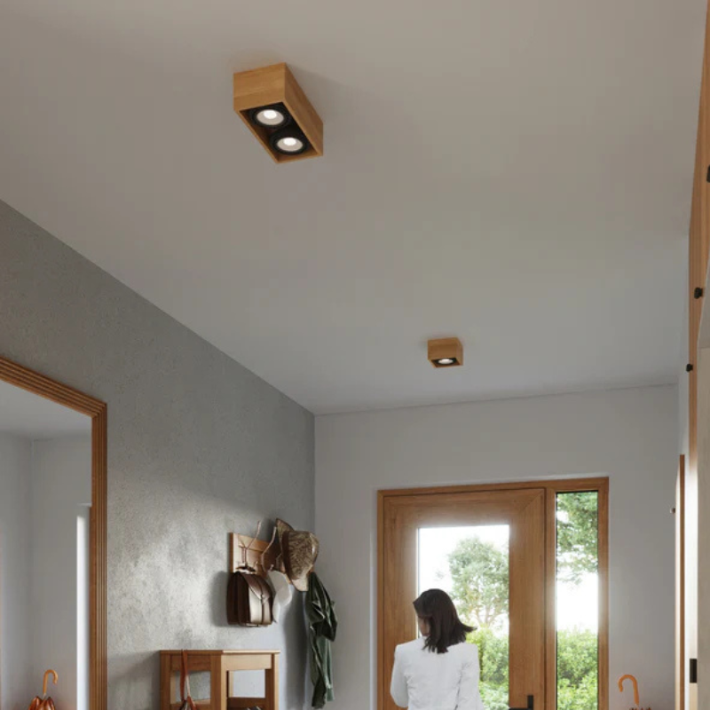 Moderne Vierkante Plafondlamp van Natuurlijk Hout
