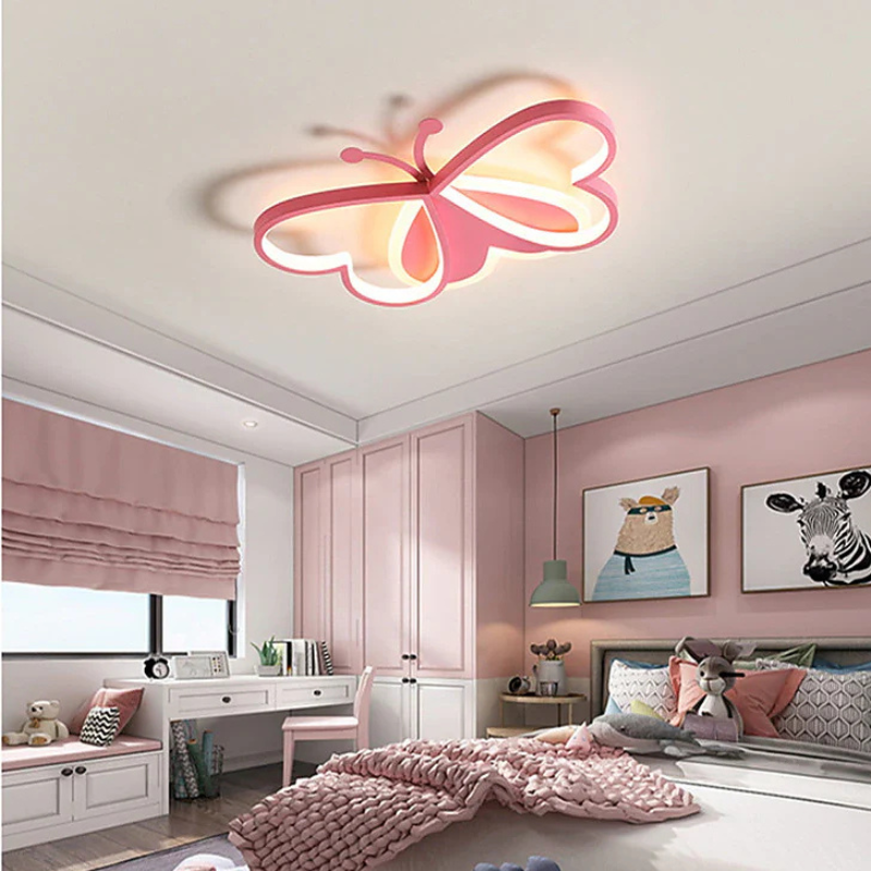Vlinder Plafondlamp – 3-Kleuren LED – Roze Design voor Kinderkamer en Woonruimte