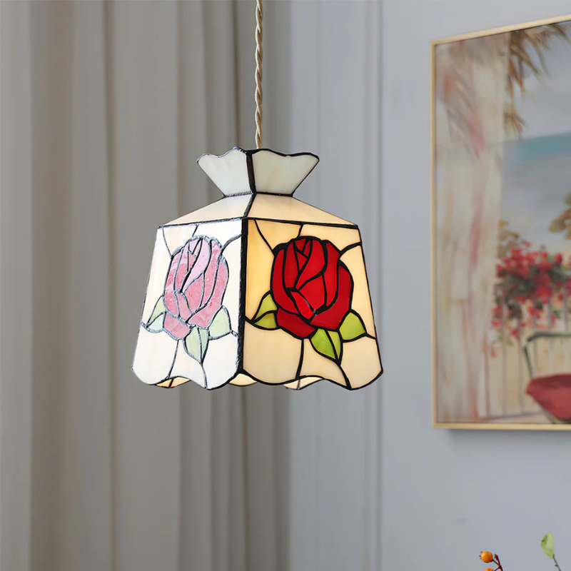 Moderne Rose Glas Tiffany Hanglamp