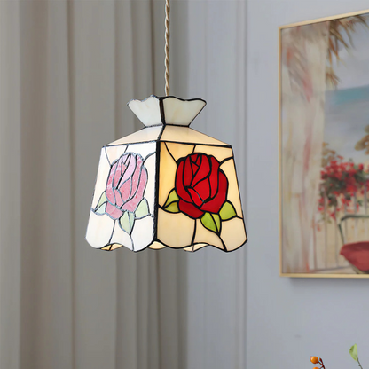 Moderne Rose Glas Tiffany Hanglamp