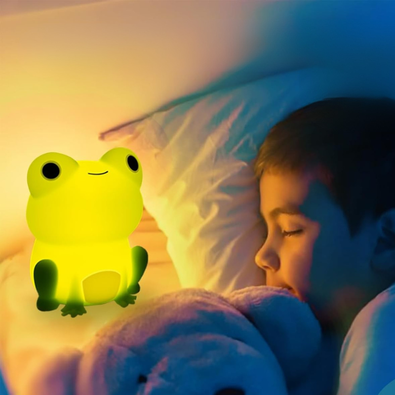Schattige Veelkleurige Kikker Oplaadbare Nachtlampje