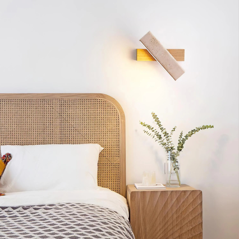Rectangle Wandlamp van Travertijn & Hout