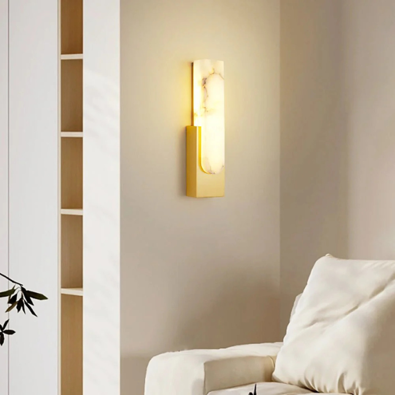 Luxe Alabaster Wandlamp met Natuurlijk Marmerpatroon