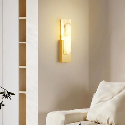 Luxe Alabaster Wandlamp met Natuurlijk Marmerpatroon