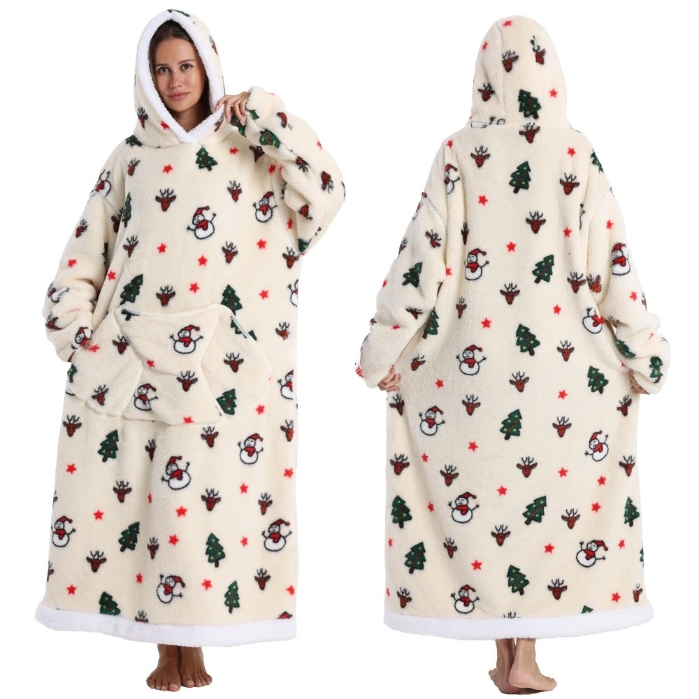 Deken Hoodie Oversized Flanel Draagbaar Warm
