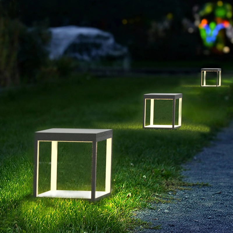 Moderne Vierkante Frame Zonne-Energie Buitenlamp