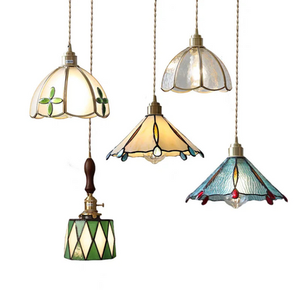 Verfijnde Loft Hanglamp van Koper en Glas