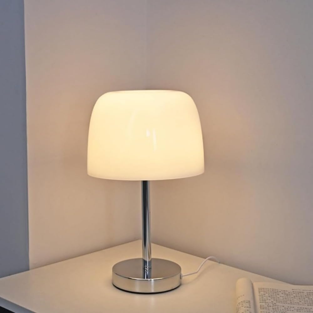 Glazen Paddenstoel Tafellamp met Warm LED Licht