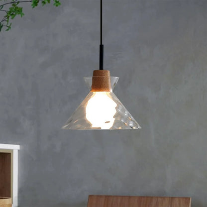 Nordic Helder Glas Hanglamp met Houten Accent