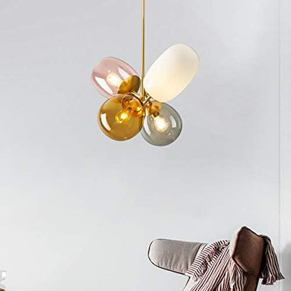Luminara Tak Art Deco Glas-in-Lood Kroonluchter