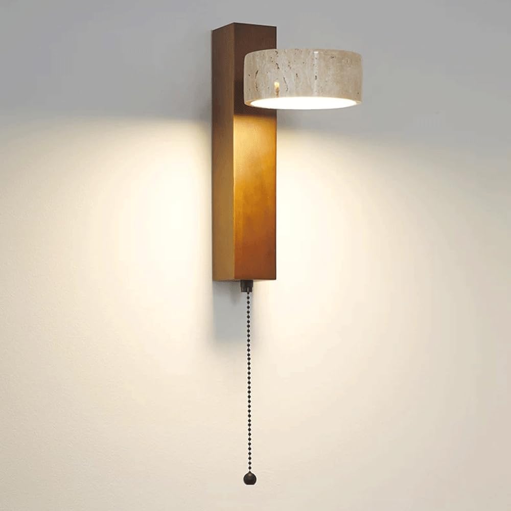 Japanse Stijl Wandlamp | Wabi Sabi Steen & Hout Elegantie