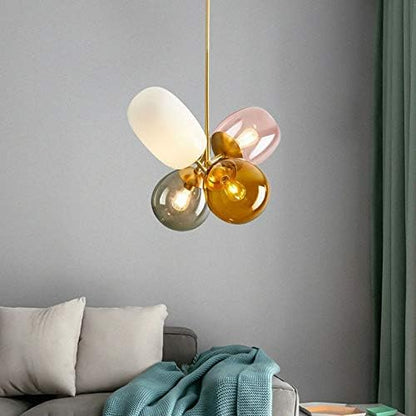 Luminara Tak Art Deco Glas-in-Lood Kroonluchter