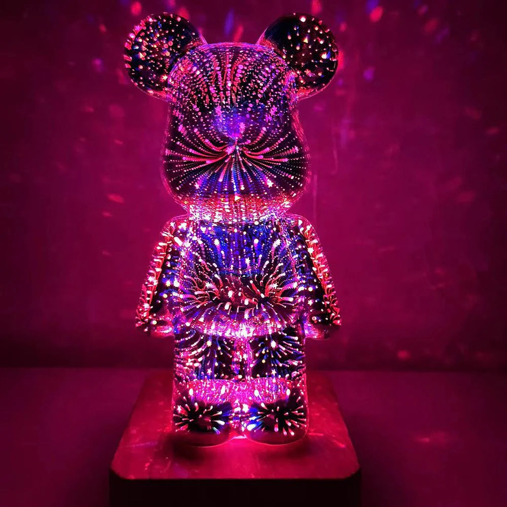 Teddybeer Kleurrijk 3D-Glaseffect Nachtlamp
