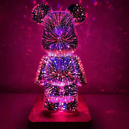 Teddybeer Kleurrijk 3D-Glaseffect Nachtlamp