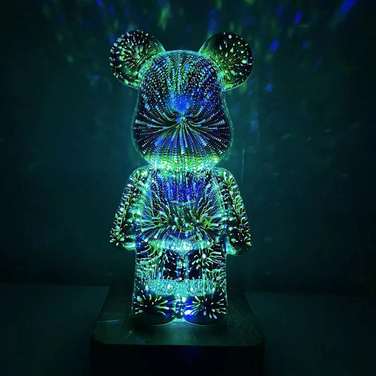 Teddybeer Kleurrijk 3D-Glaseffect Nachtlamp