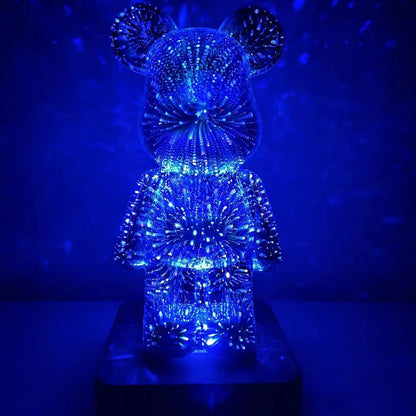 Teddybeer Kleurrijk 3D-Glaseffect Nachtlamp