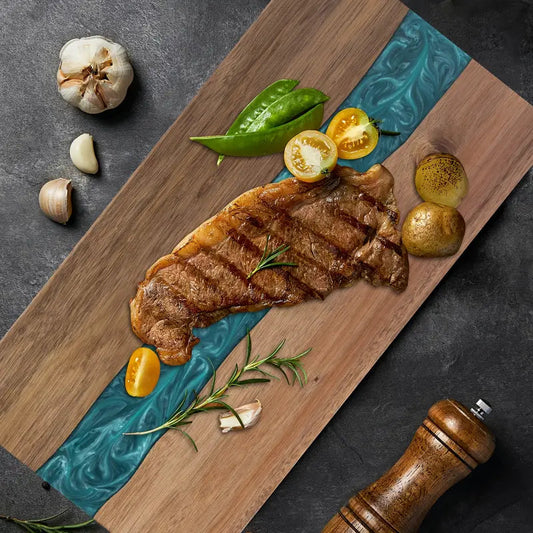 Snijplank met harsrivier | Acaciahouten charcuterie- en kaasplank