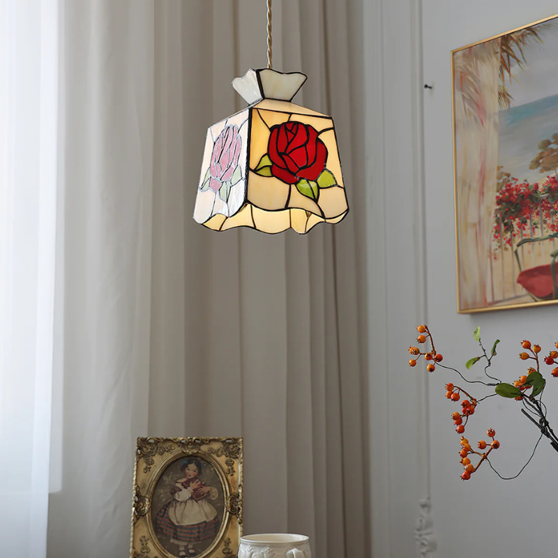 Moderne Rose Glas Tiffany Hanglamp