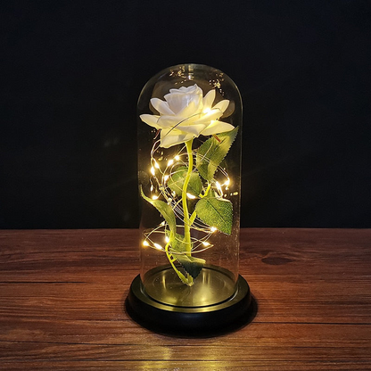 Eeuwige Roos LED Glazen Tafellamp