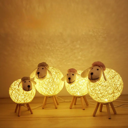 Schaap Nachtlamp – Handgeweven LED Tafellamp met Dimbare Verlichting