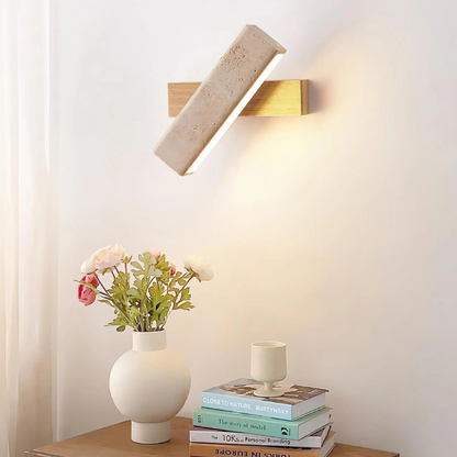 Rectangle Wandlamp van Travertijn & Hout