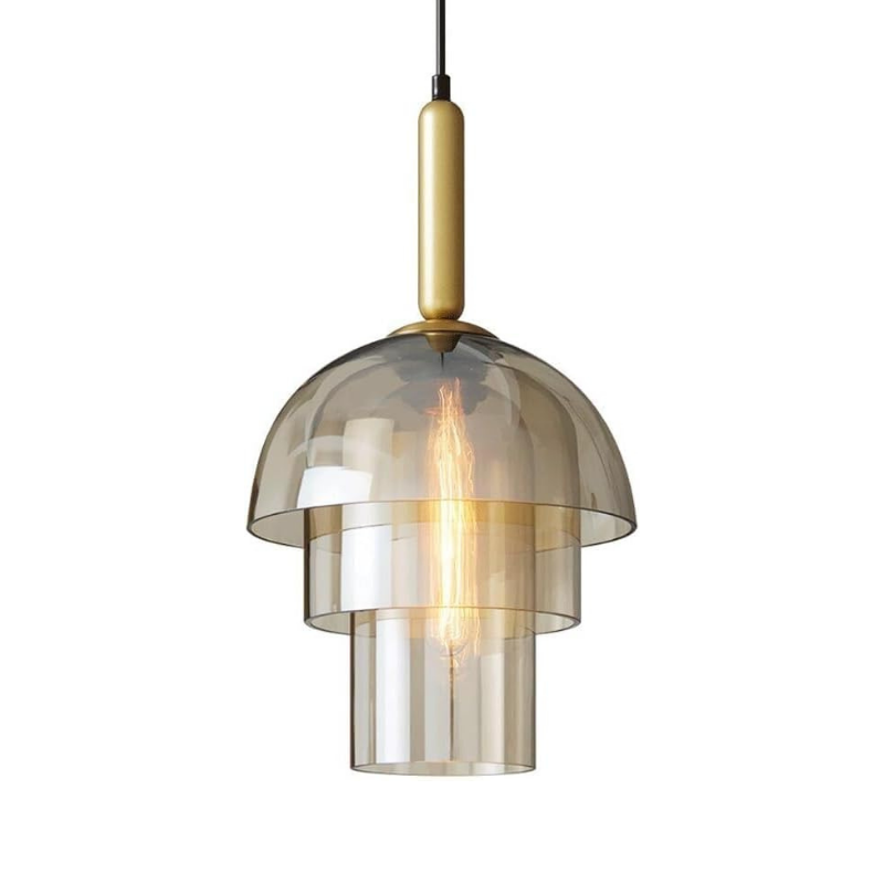Moderne Cognackleurig Glas Luxe Hanglamp