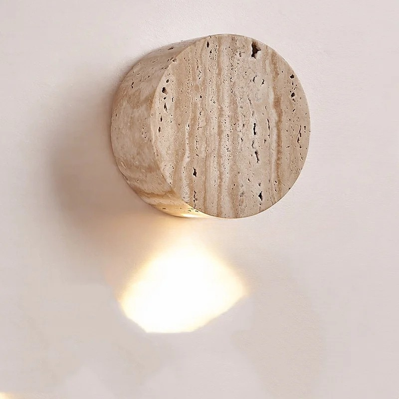 LED Scandinavisch Geel Travertin Steen Wandlamp