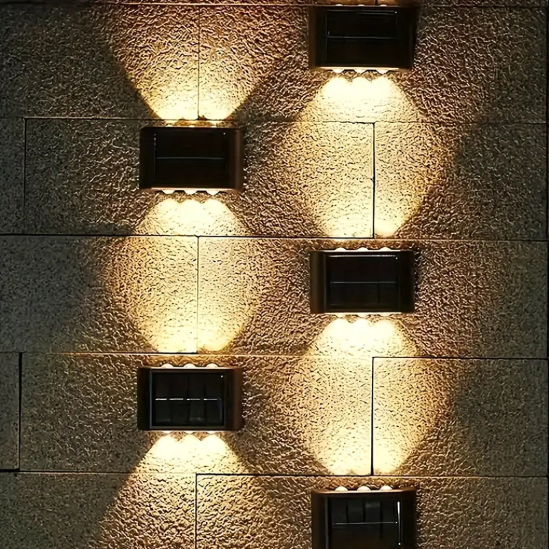 6 LED Solar Buitenlamp – Energiezuinige Wandverlichting voor Tuin en Terras