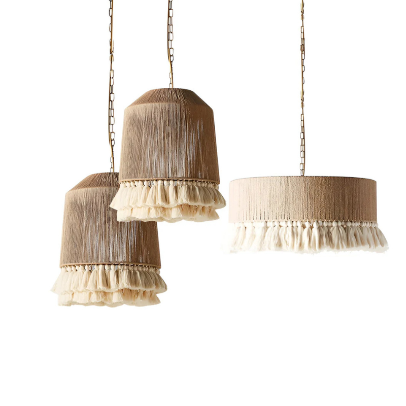 Boho Vintage Hennep Touw Tassel Kroonluchter
