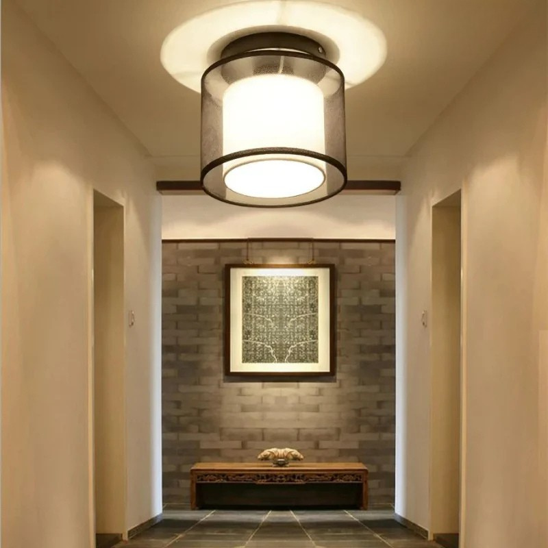 Elegante Plafondlamp met Stoffen Kap