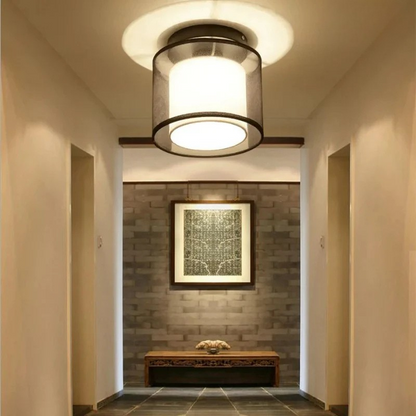 Elegante Plafondlamp met Stoffen Kap