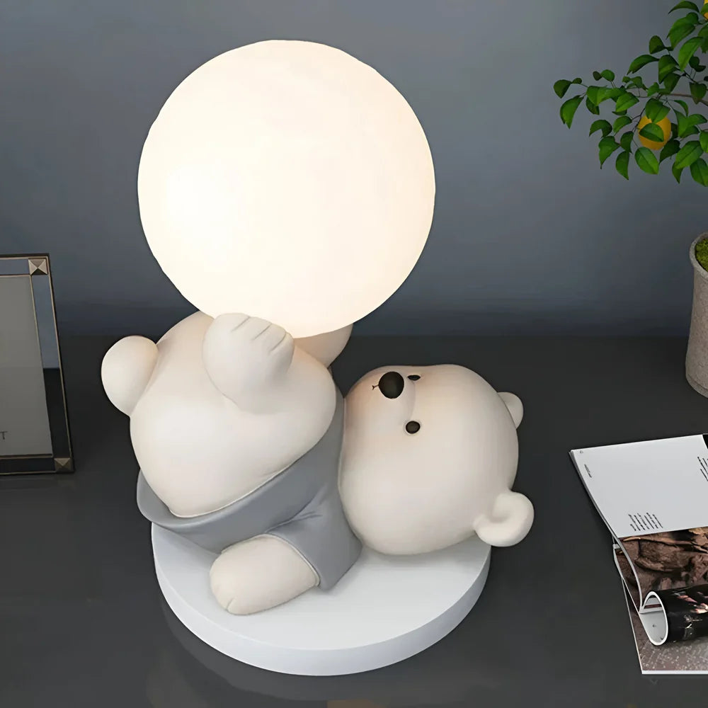 Moderne Betoverende Teddybeer Maan Tafellamp