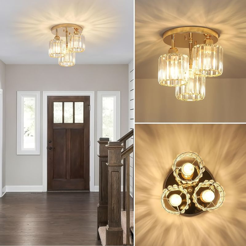 Kristallen Plafondlamp met Glazen Kap