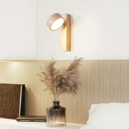 Japanse Stijl Wandlamp | Wabi Sabi Steen & Hout Elegantie
