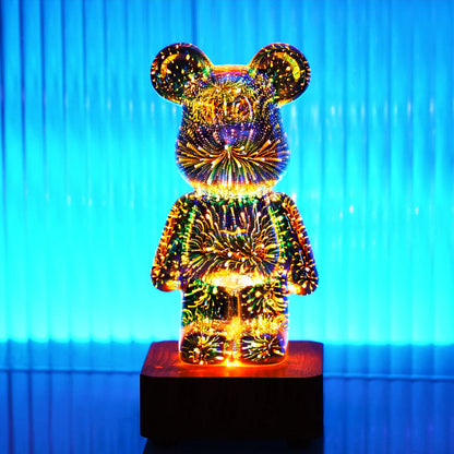 Teddybeer Kleurrijk 3D-Glaseffect Nachtlamp