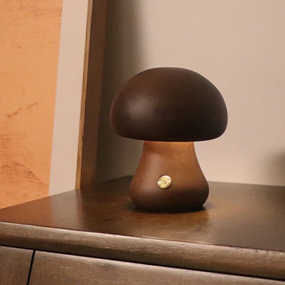 Houten LED Nachtlamp in Paddenstoelvorm