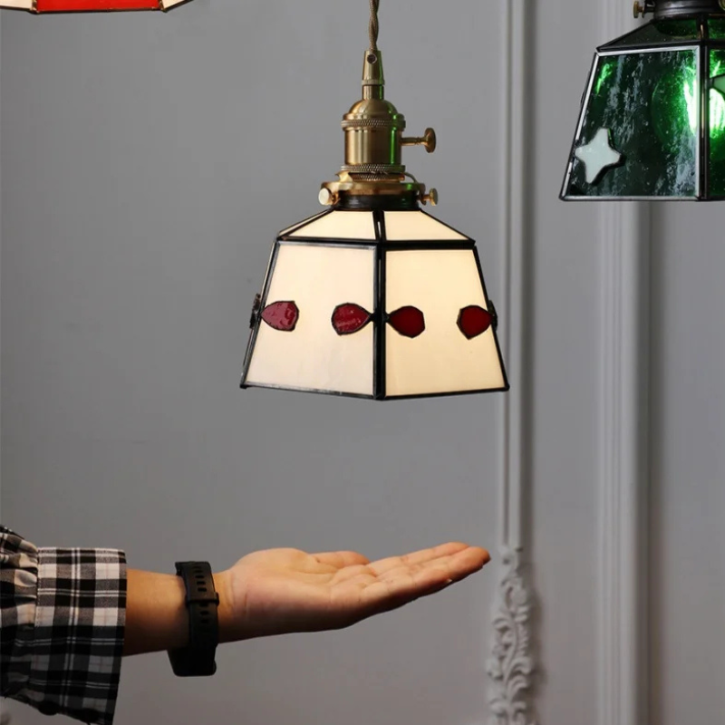 Luxe Walnoothouten Glazen Hanglamp