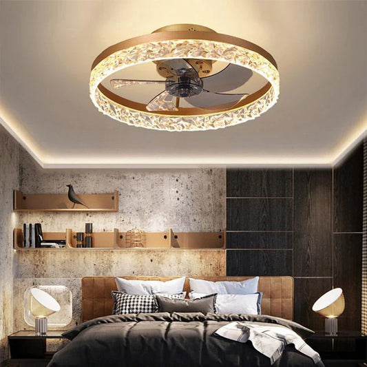 5-Blads Ronde Rustieke Plafondventilator met LED Licht