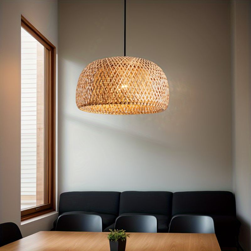 Rotan Hanglamp met Stoffen Kap