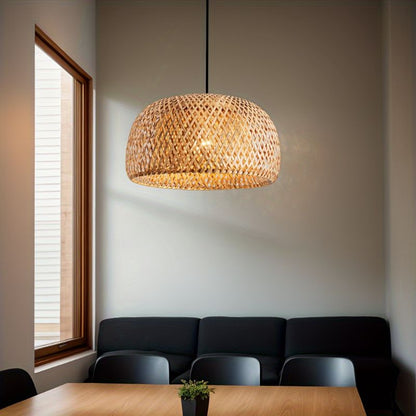 Rotan Hanglamp met Stoffen Kap