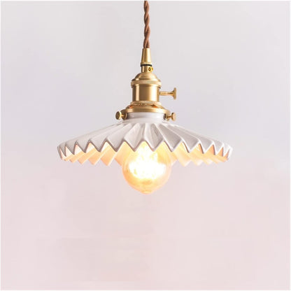 Scandinavische Keramische LED Hanglamp met Walnoothout