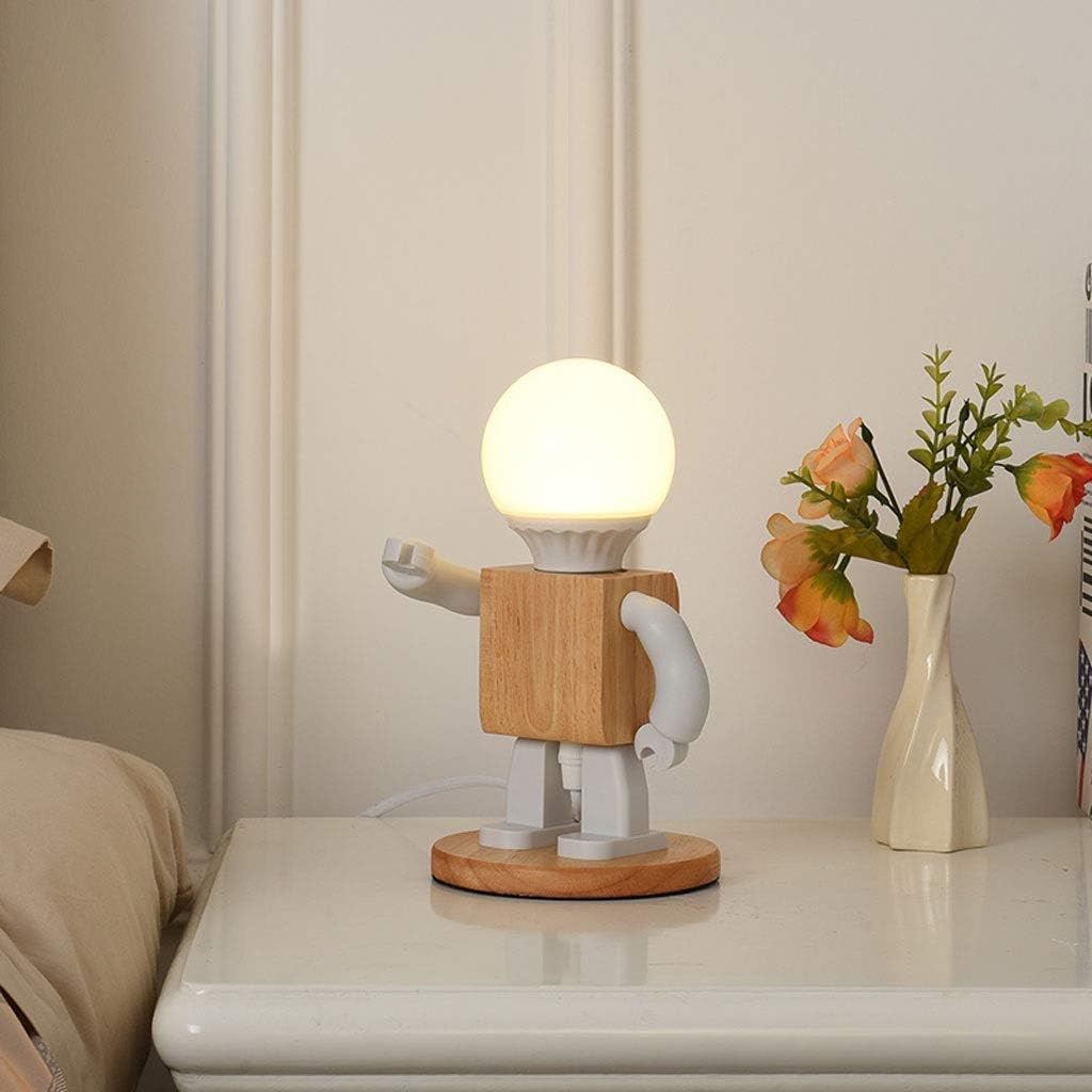 RoboLight Speelse Robot Tafellamp met Houten Basis