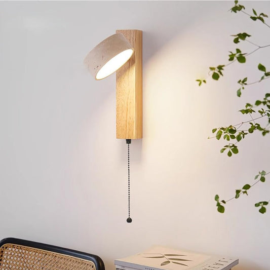Japanse Stijl Wandlamp | Wabi Sabi Steen & Hout Elegantie