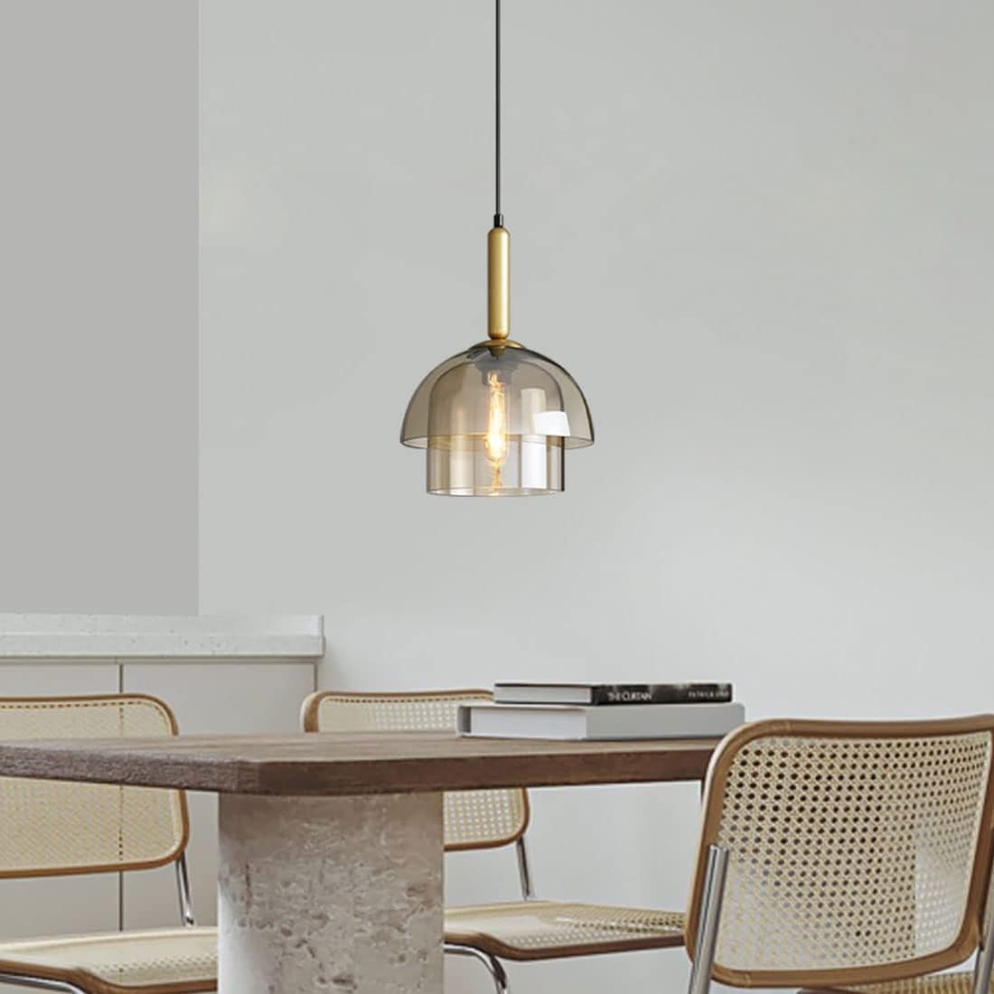 Moderne Cognackleurig Glas Luxe Hanglamp
