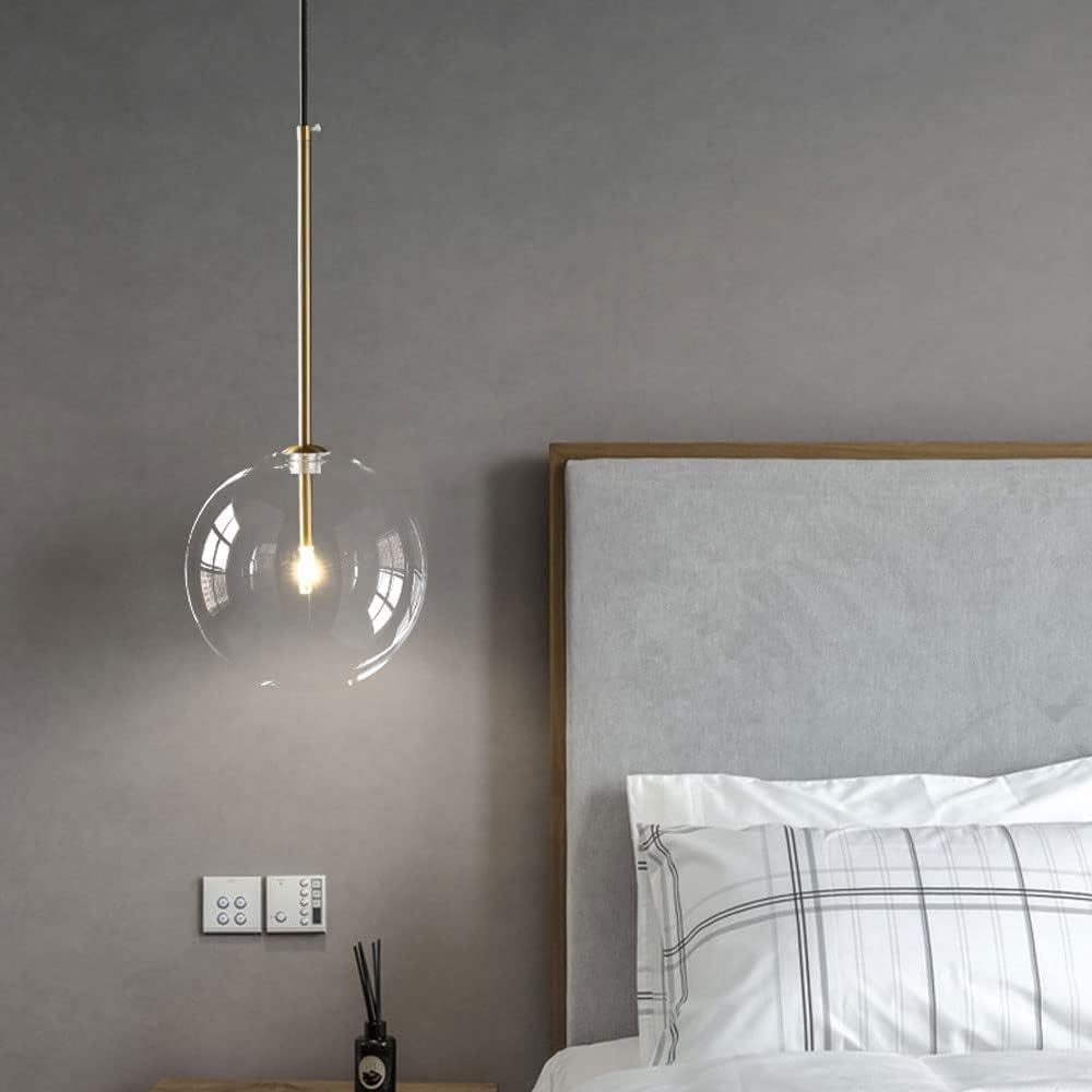 Sferische Glazen Hanglamp met IJzeren Afwerking