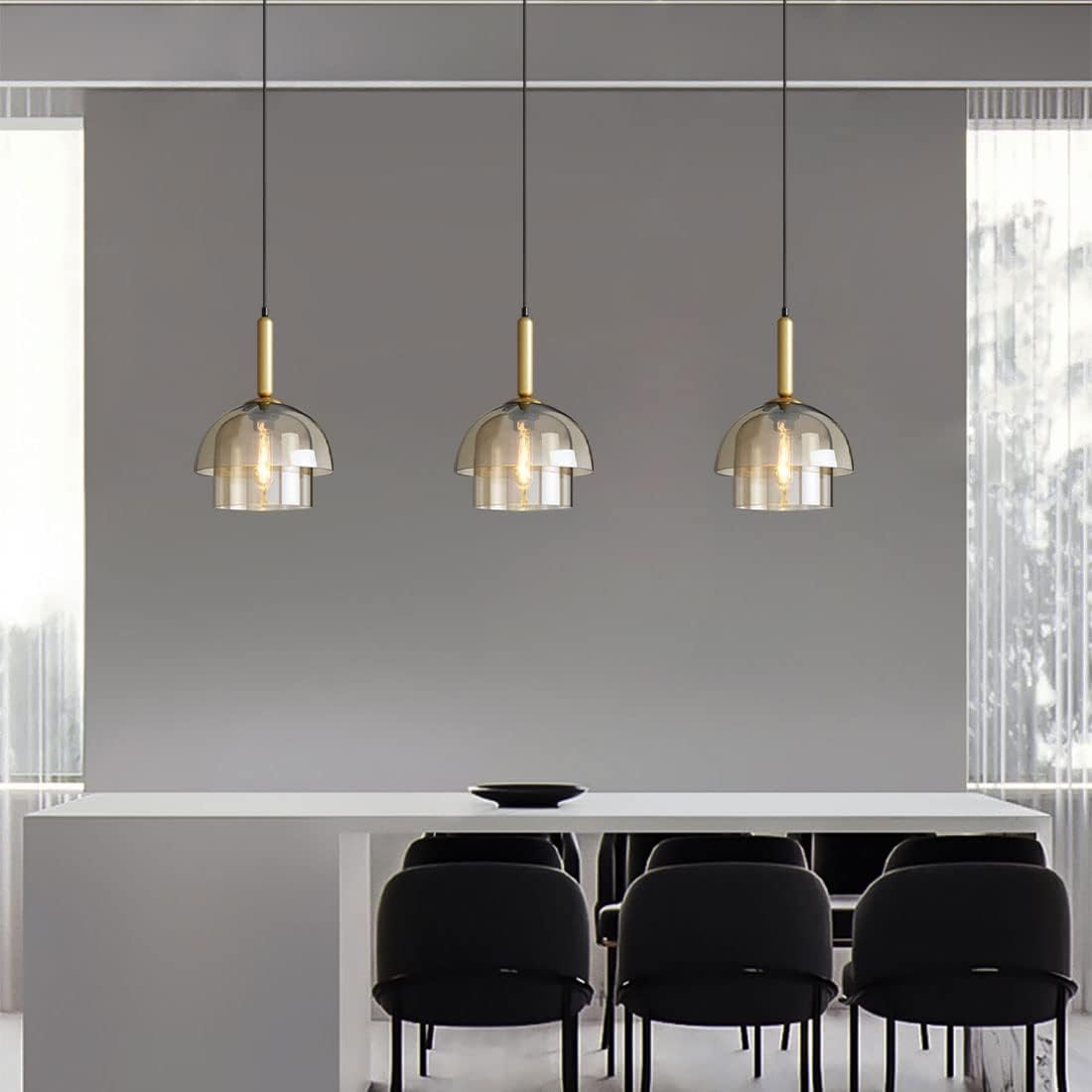 Moderne Cognackleurig Glas Luxe Hanglamp