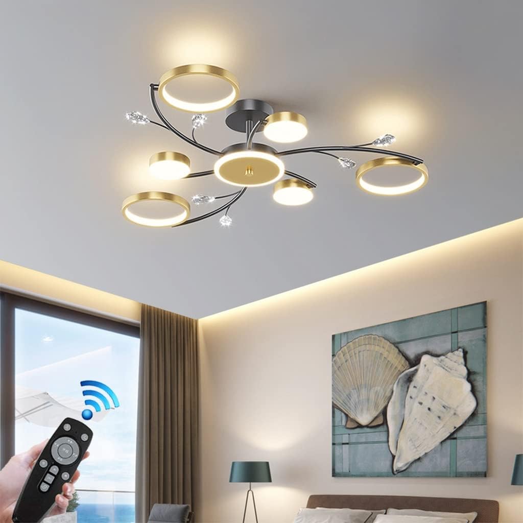 Luxe 10-Ringen Plafondlamp – Moderne LED Kroonluchtermet App en Afstandsbediening