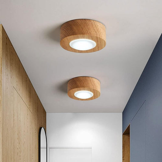 Walnoot Houten Plafondlamp met LED Spotlight